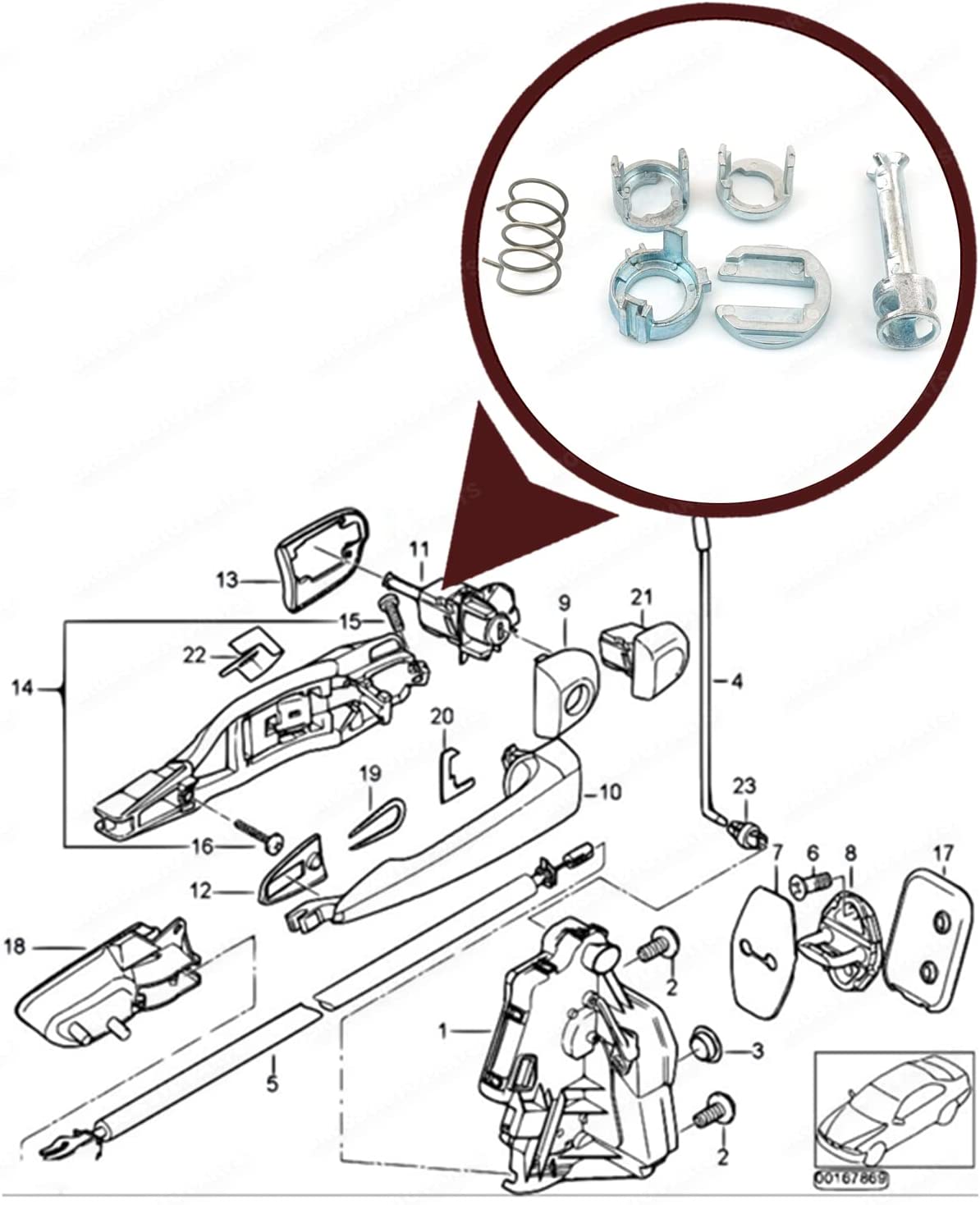 Door Lock Repair Kit Front 45 mm 51218244050 for BMW 3 Series E46 1998-2006